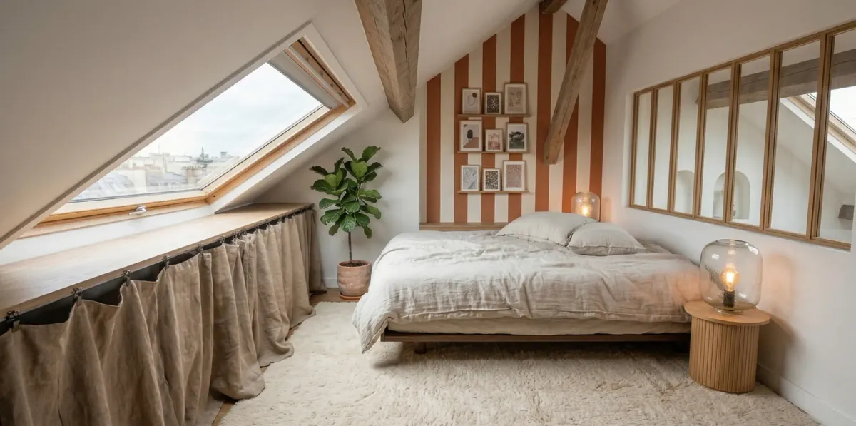 Appartement sous les toits Vannes - Espace nuit cocon fonctionnel